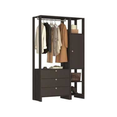 Imagem de Closet com 1 Cabideiro, 1 Porta com 2 prateleias e 4 nichos externos E