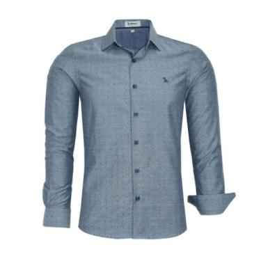 Imagem de Camisa Social Amil Masculina Slim Manga Longa Estampada Sem Bolso 1828