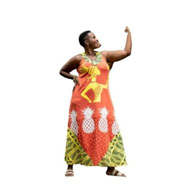 Imagem de Vestido Longo - Vermelho, Amarelho e verde - Estampa Afro - Tamanho P 