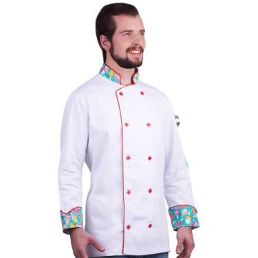 Imagem de Dólmã Para Chef De Cozinha Unissex 100% Algodão Estampa Picolés E Sorv