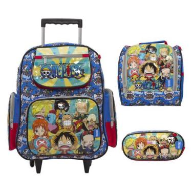 Imagem de Kit Mochila Escolar Menino Rodinhas One Piece Reforçada - Toys 2U