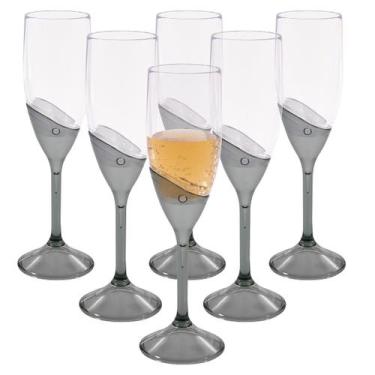 Imagem de Kit 6 Taças De Champanhe 180ml Jogo Em Acrílico Sem BPA Para Servir Ch