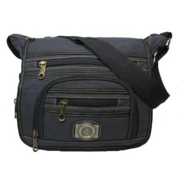 Imagem de Pasta carteiro  transversal masculina feminina lona kvn 5517, Preto