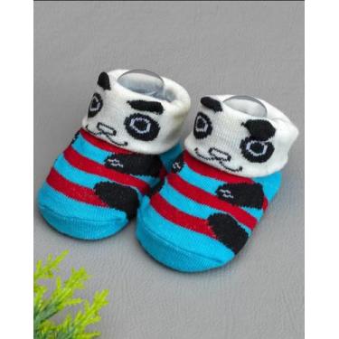 Imagem de Meia Baby Bichinhos Urso Azul/Vermelho para Bebê - Pepé Baby, Azul, Ve