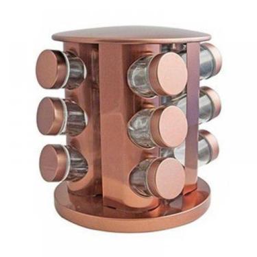Imagem de Porta Condimentos 12 Potes Suporte Giratório Rose Gold - top rio