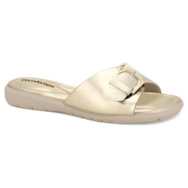 Imagem de Chinelo ortopédico comfortflex macio leve ajustável conforto, Ouro, 35
