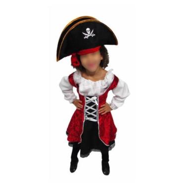 Imagem de Fantasia Vestido Pirata Feminina Bebê Infantil Carnaval Halloween - Fe