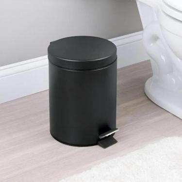 Imagem de Lixeira com Pedal 5L Aço Inox Preta Fosca - Powermaid