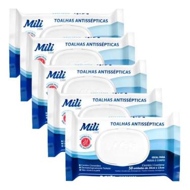 Imagem de Kit 5 Toalha Umedecida Mili Antisséptica Suave Aroma De Erva Doce Sem 