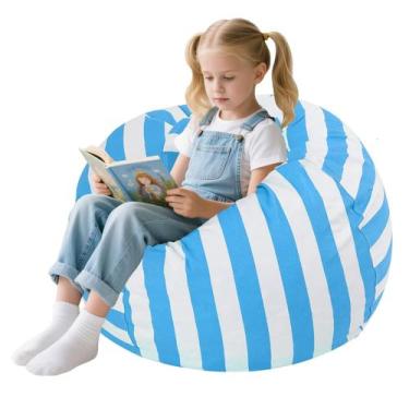 Imagem de Cadeira Bean Bag COMAX Kids em lona de algodão 70x70x65 cm azul