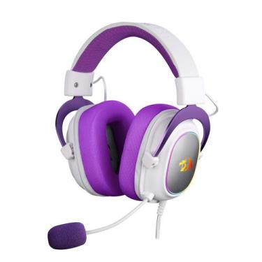 Imagem de Headset Gamer Redragon Zeus X USB, Surround 7.1, Branco/Roxo RGB