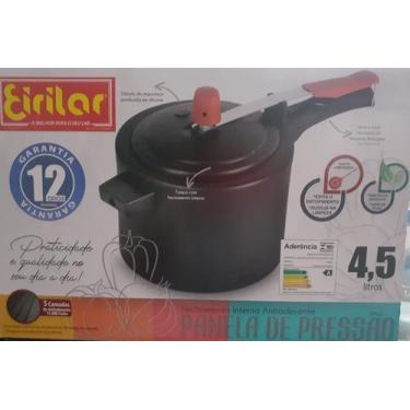 Imagem de Panela de pressão 4,5 litros cor preta eiriflon eirilar, 1kg, 4,5