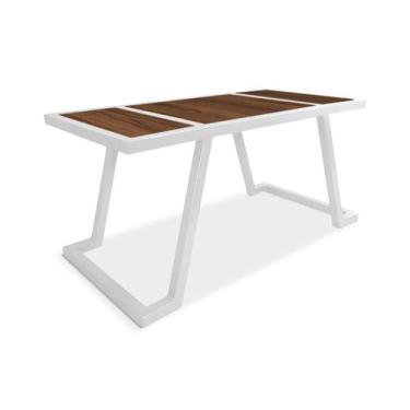 Imagem de Mesa De Centro Retangular Sala Mdf Coimbra Branco e Villandry - Genus 