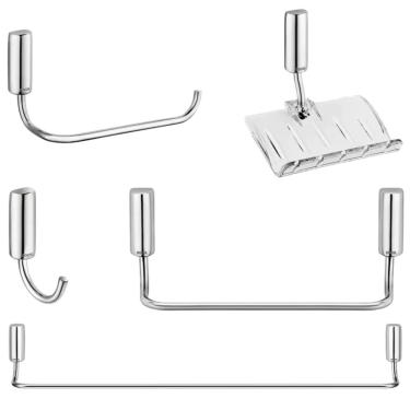 Imagem de Kit de Acessórios para Banheiro Idea 5 Peças Acabamento Cromado Completo Inox 00586306 Docol