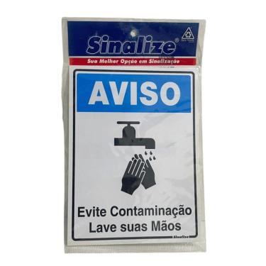 Imagem de Placa de Sinalização Evite Contaminação Lave Suas Mãos 20x15cm Sinalize