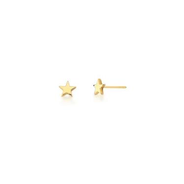 Imagem de BRINCO ESTRELA PEQUENO LISA BANHADO A OURO - Joia Elegante - VIDIÈ