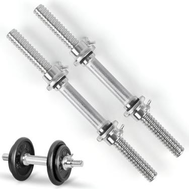 Imagem de PAR Halter Barra Rosca Rápida Maciça Cromada 40cm Academia - Lequipo