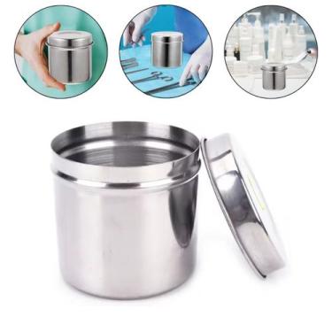 Imagem de Porta Gaze Algodão Cotonete Aço Inox Manicure Dentista 10cm Odontologi