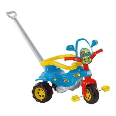 Imagem de Triciclo Motoca Tico Tico Dino AZUL com Aro Haste  Magic Toys