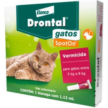 Imagem de Vermífugo Drontal SpotOn 1,12ml para Gatos de 5 Kg a 8 Kg - ELANCO