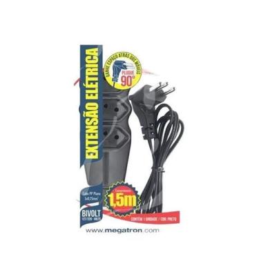 Imagem de extensão tri 2p+t 1,5m 10a 250v preto Megatron