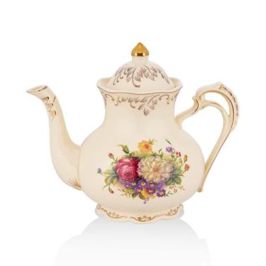 Imagem de Bule CHILDIKE 1L Porcelana Floral Vintage com Detalhes em Ouro