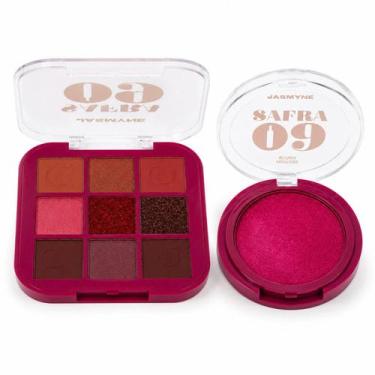 Imagem de Kit Jasmyne Safra 09: Paleta De Sombras E Blush Pink Rosado