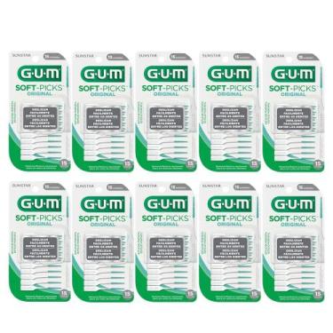Imagem de Kit 150 Palito Interdental Escova para Aparelho Soft Picks GUM Estojo 