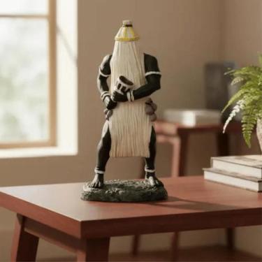 Imagem de Escultura Orixá Omolu Palha 22 cm em Resina - Lua Mística - 100% Origi