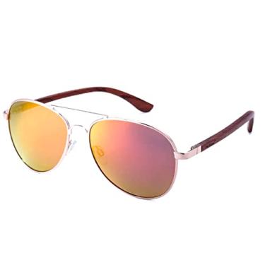 Imagem de Óculos de Sol Retro Estilo Madeira Artesanal HU WOOD Polarizados UV400 GR8001 (1)