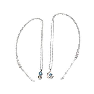 Imagem de Colar de astronauta, 2 peças de pingentes de astronauta requintado colar de comprimento ajustável significativo para aniversários para amantes