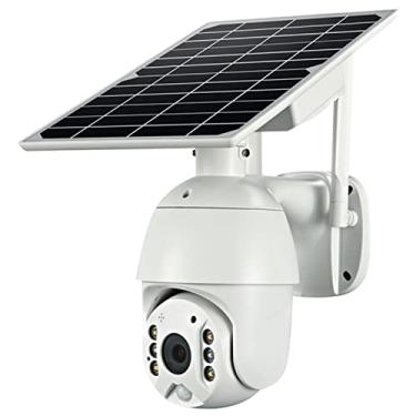 Imagem de Câmera de segurança externa 4G LTE, câmera alimentada por bateria solar com visão noturna colorida, detecção de movimento PIR, áudio bidirecional, IP65 à prova d'água, ótimo para armazém