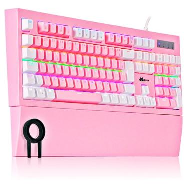 Imagem de Teclado Gamer Mecanico Abnt2 Led Rgb Pc Branco Rosa Azul Com Switch Outemu Blue Knup KP-TE102 qwerty luz led Rainbow Lançamento Knup