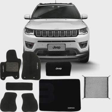 Imagem de Kit tapete carpete rede bolsa tapete porta malas jeep compass 2017 em diante