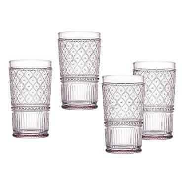 Imagem de Copo de vidro Highball Beverage Claro rosa da Godinger – Conjunto de 4