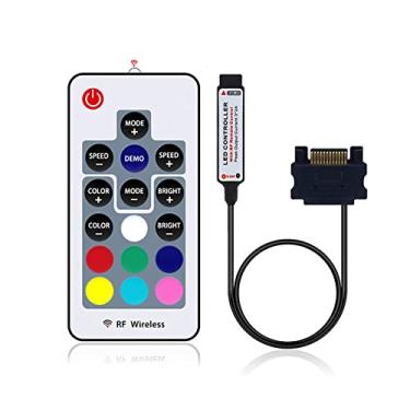 Imagem de Sikiwind Controlador DC 12 V SATA RGB, 17 teclas, mini controle remoto RF, controle sem fio, para PC, capa de computador, fita de LED