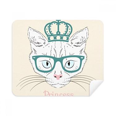 Imagem de Crown Sunglass Pano de limpeza Princesa Gato Branco Limpador de tela 2 peças Tecido de camurça