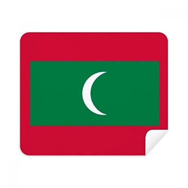 Imagem de Pano de limpeza de tela com bandeira nacional das Maldivas da Ásia, 2 peças, tecido de camurça