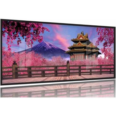 Imagem de Quadro Decorativo Japão Sakura Fuji 130x60 Moldura Preta 2x2