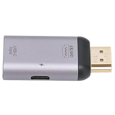 Imagem de Adaptador tipo C, adaptador USB portátil de liga de alumínio dissipação rápida de calor HD 4K para OS para Q (tipo-C fêmea para HDMI macho)