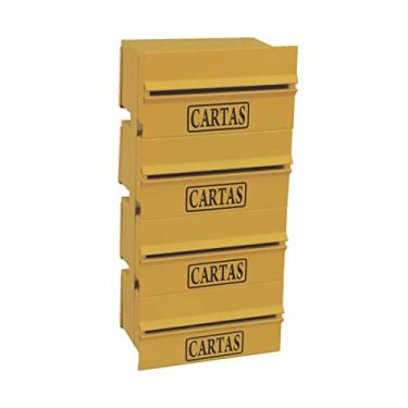 Imagem de Caixa Correio Condomínio Detrás Para Muro Amarela 4 Módulos