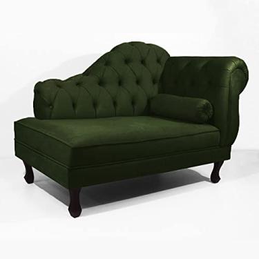 Imagem de Recamier Sofá Divã Com Pés Retro 130X80 - Elã (Suede Verde Musgo)