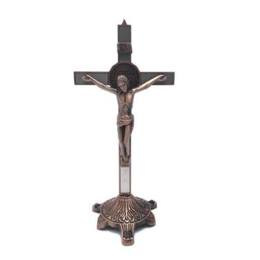 Imagem de Crucifixo De Mesa São Bento Metal Bronze 27 Cm - Fornecedor 5