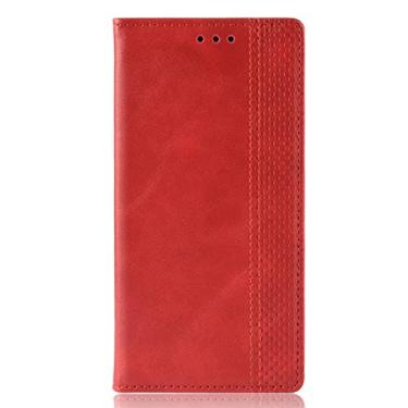 Imagem de zhouye Capa para Sony Xperia 10 IV, capa de couro flip carteira porta-cartão de identificação magnético à prova de choque TPU suporte visualização livro capa de telefone (cor: vermelho)