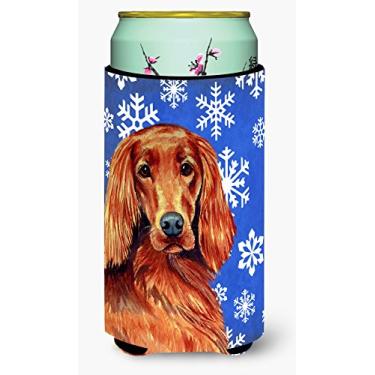 Imagem de Caroline's Treasures LH9299TBC Irlandês Setter Inverno Flocos de Neve Feriado Longo Menino Bebidas Isolador de Bebidas Isolador Hugger, Menino Alto, Multicolorido