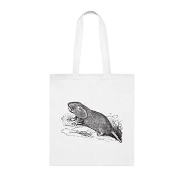 Imagem de Bolsa de bolso simples com gravação vintage esquilo ou geomys bursarius, sacola divertida, bolsa de ombro, bolsas reutilizáveis, cesta de Natal de aniversário, ideia de presente, Branco