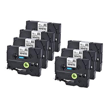 Imagem de Kiboule 7pcs fita de etiqueta laminada preto no branco compatível para impressora de etiquetas Brother P-touch PT-1010/PT-2100/PT-18R/PT-E200/PT-9500 12mm * 8m