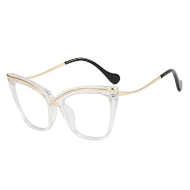 Imagem de Moda Retro Desugner Light Óculos Feminino Metal Cat Eye Frame Trend Clear Reding,3,China