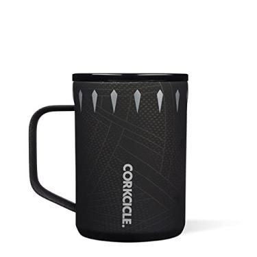 Imagem de Corkcicle Caneca de café Marvel Pantera Negra de 473 ml - Copo de aço inoxidável com isolamento triplo com tampa transparente e fundo de silicone