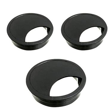 Imagem de Kit Passa Fio 60mm X 20mm 3x para Mesa e Mobiliário (Preto)